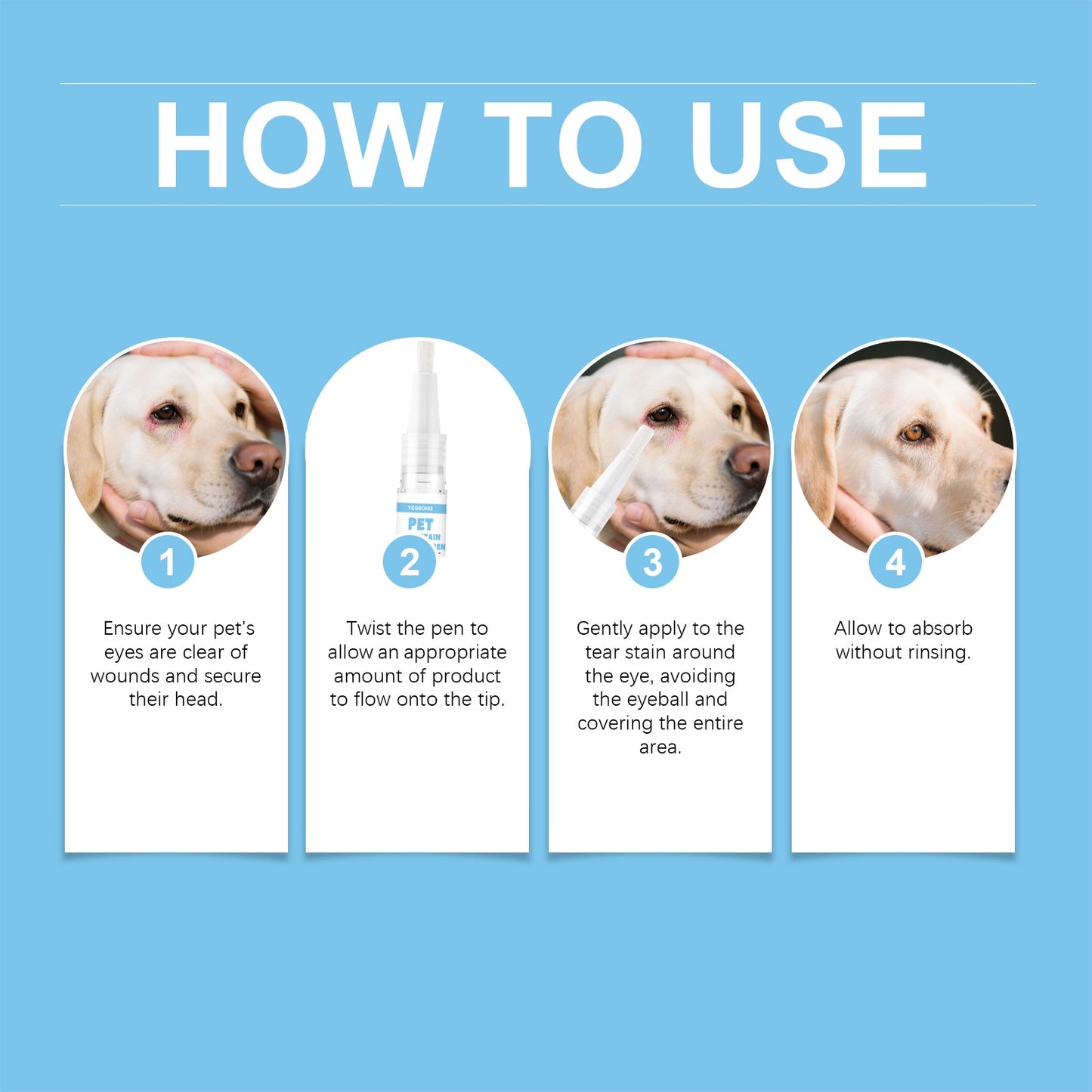 Yegbong Pet Tear Stain Care Pen Gentle Eye Cleaner for Dogs and Cats