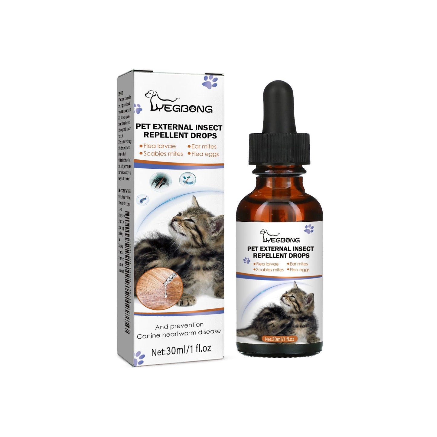 Yegbong Pet Flea and Tick Treatment Drops Effective Outdoor Parasite Control for Cats and Dogs