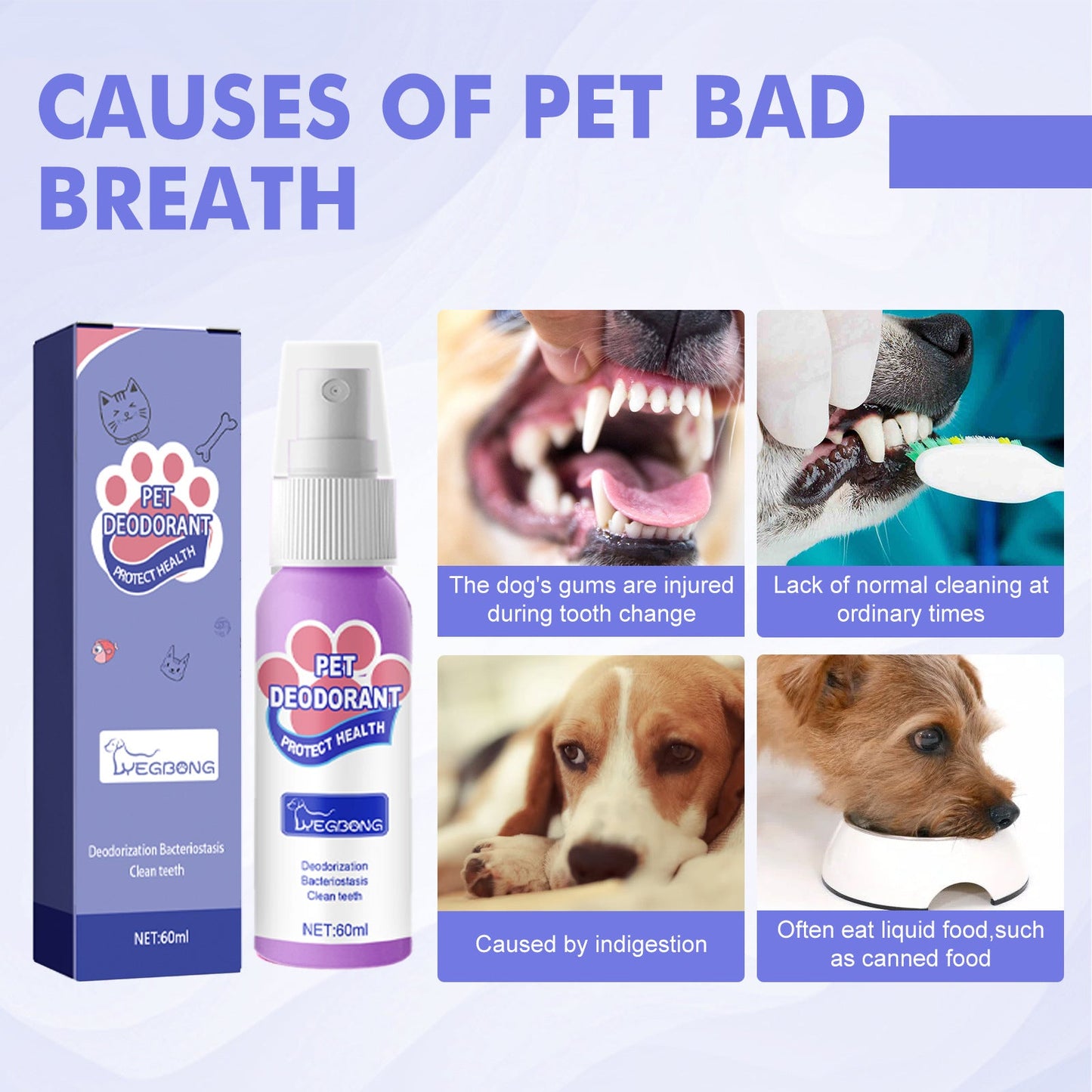 Yegbong Pet Oral Spray Remove Bad Breath and Odor for Healthy Mouth