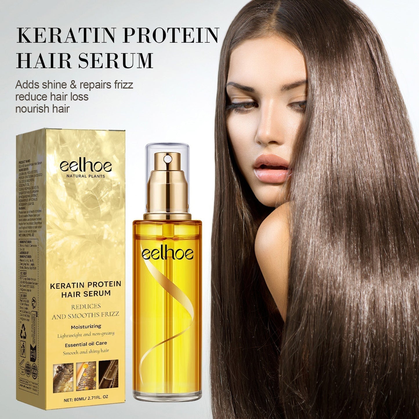 EELHOE Keratin Hair Treatment Spray Nourish Strengthen and Smooth Damaged Hair