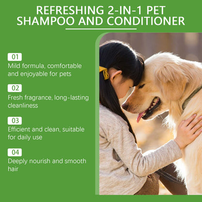 Yegbong 2 in 1 Pet Shampoo and Conditioner Gentle Cleansing for Dogs and Cats with Long Lasting Fragrance
