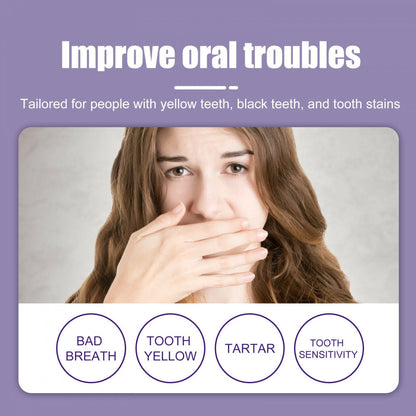 Dentifrice blanchissant Jaysuing V34, essence violette, nettoie les dents, élimine la plaque dentaire et les taches