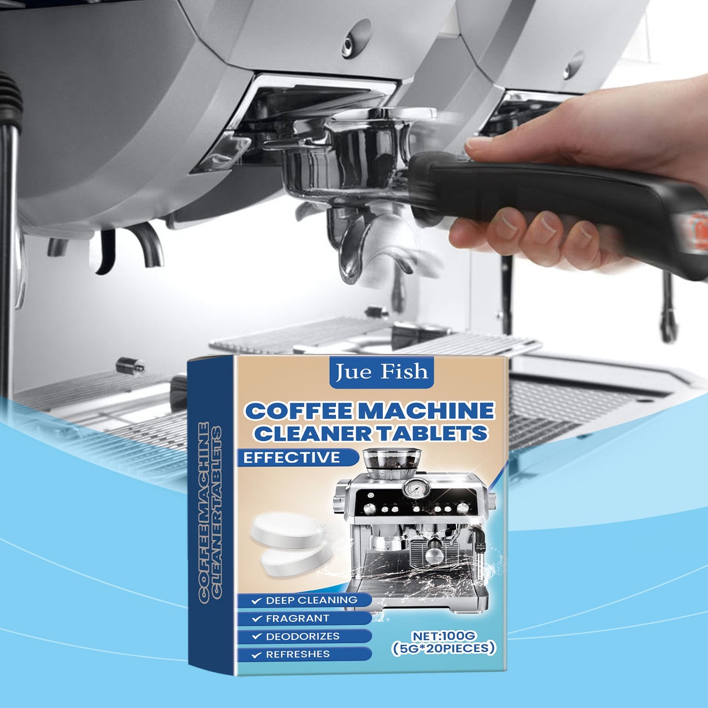Jue-Fish Coffee Maker Descaling Tablets Powerful Cleaning for Fresh and Pure Brewing