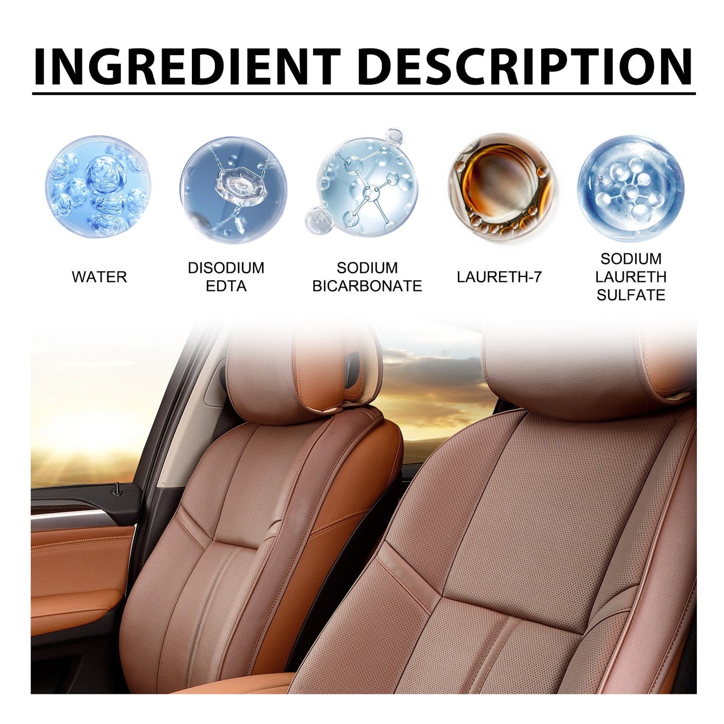Homonth Automotive Leather Care Polish Clean Remove Stains and Revitalize Seats