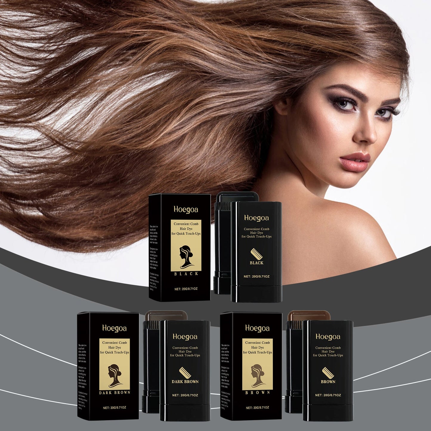 Hoegoa Hair Color Touch Up Stick Instant Color Enhancement for Natural Looking Hair