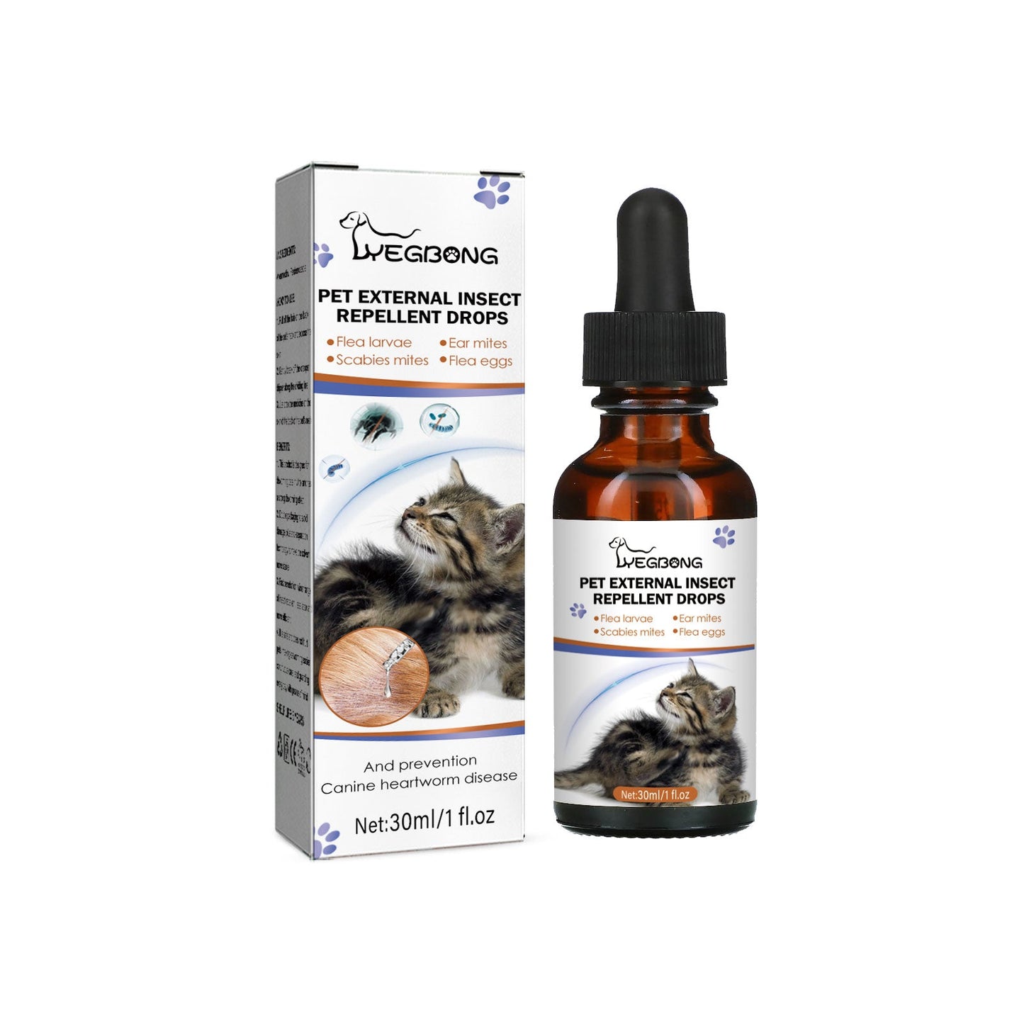 Yegbong Pet Flea and Tick Treatment Drops Effective Outdoor Parasite Control for Cats and Dogs