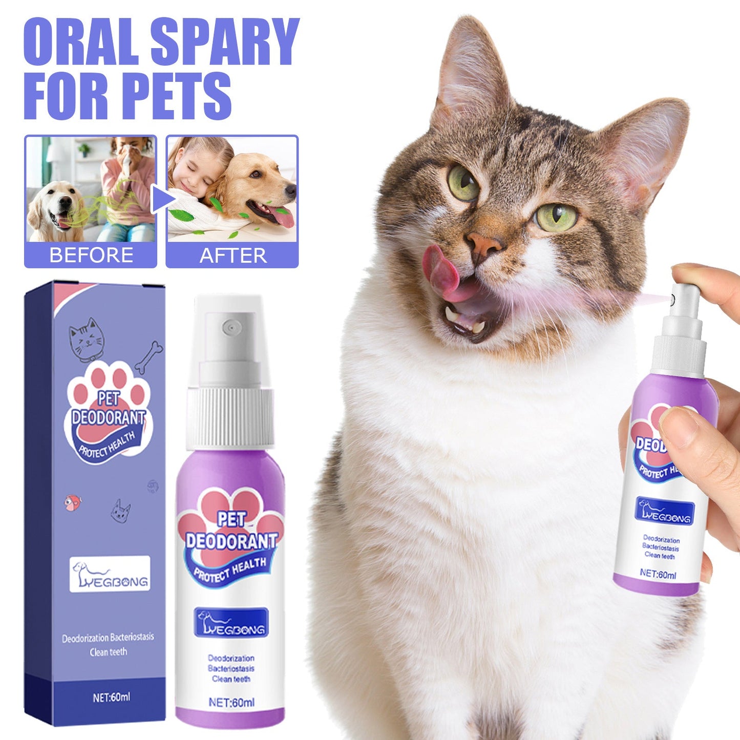 Yegbong Pet Oral Spray Remove Bad Breath and Odor for Healthy Mouth