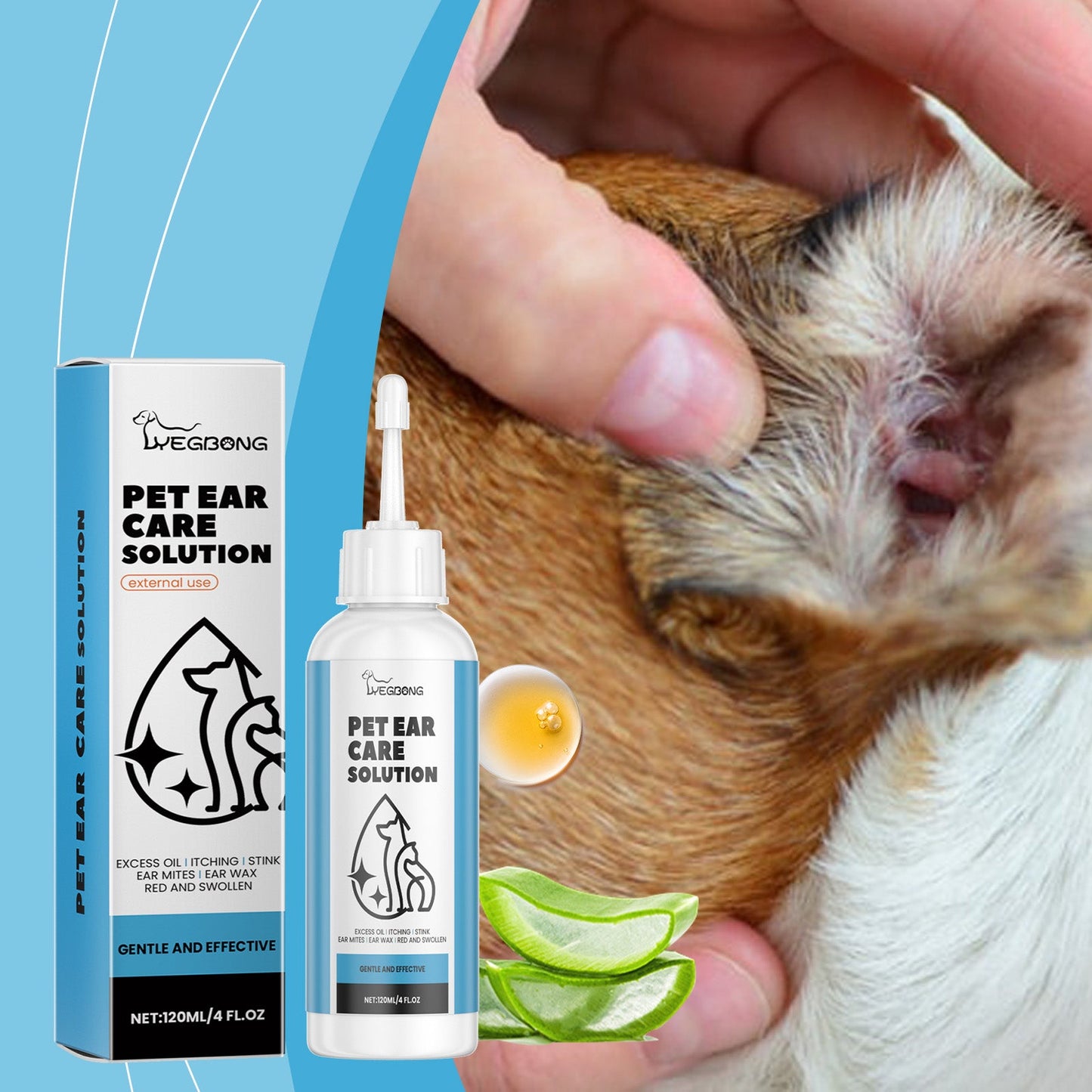 Yegbong Pet Ear Cleaner for Cats and Dogs Gentle Odor Removing and Deep Ear Cleaning Solution