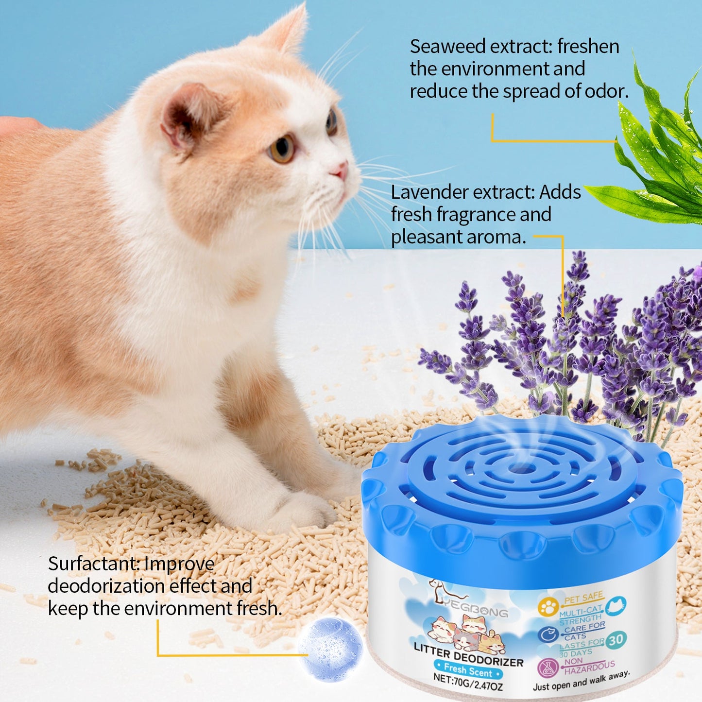 Yegbong Cat Litter Fresh Gel Eliminate Urine and Feces Odors