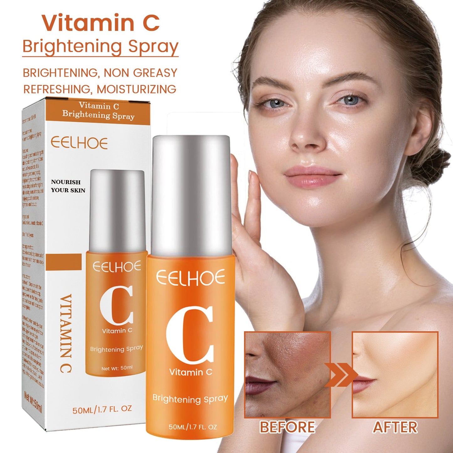 EELHOE Vitamin C Hydrating Facial Mist Moisturize Skin Brighten and Fade Blemishes