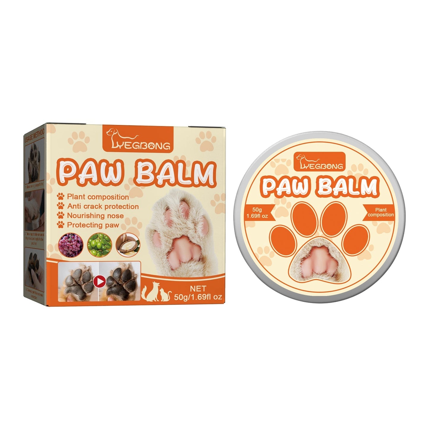 Yegbong Pet Paw Balm Moisturize and Protect Paw Pads for Dogs and Cats