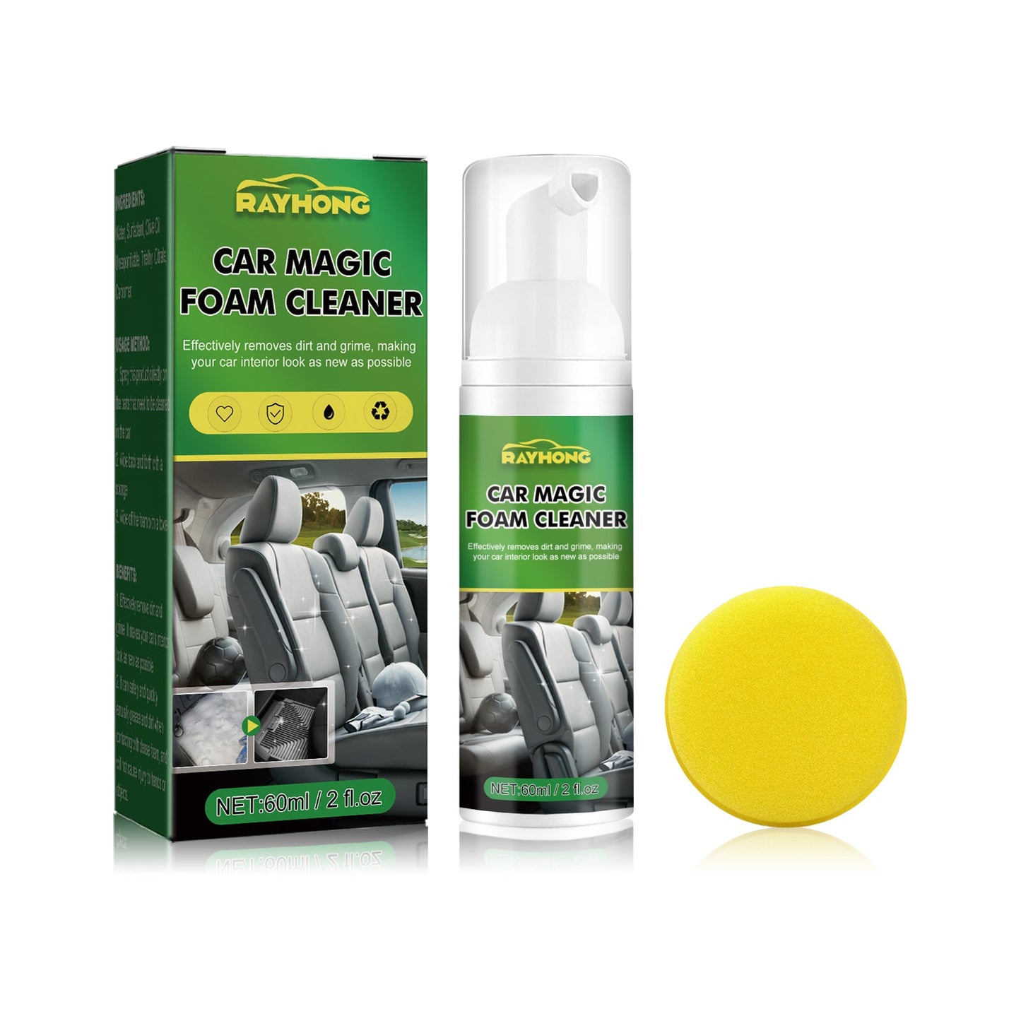 Rayhong Automotive Foam Cleaner Revitalize Interior Seats Dashboard and Plastic Surfaces