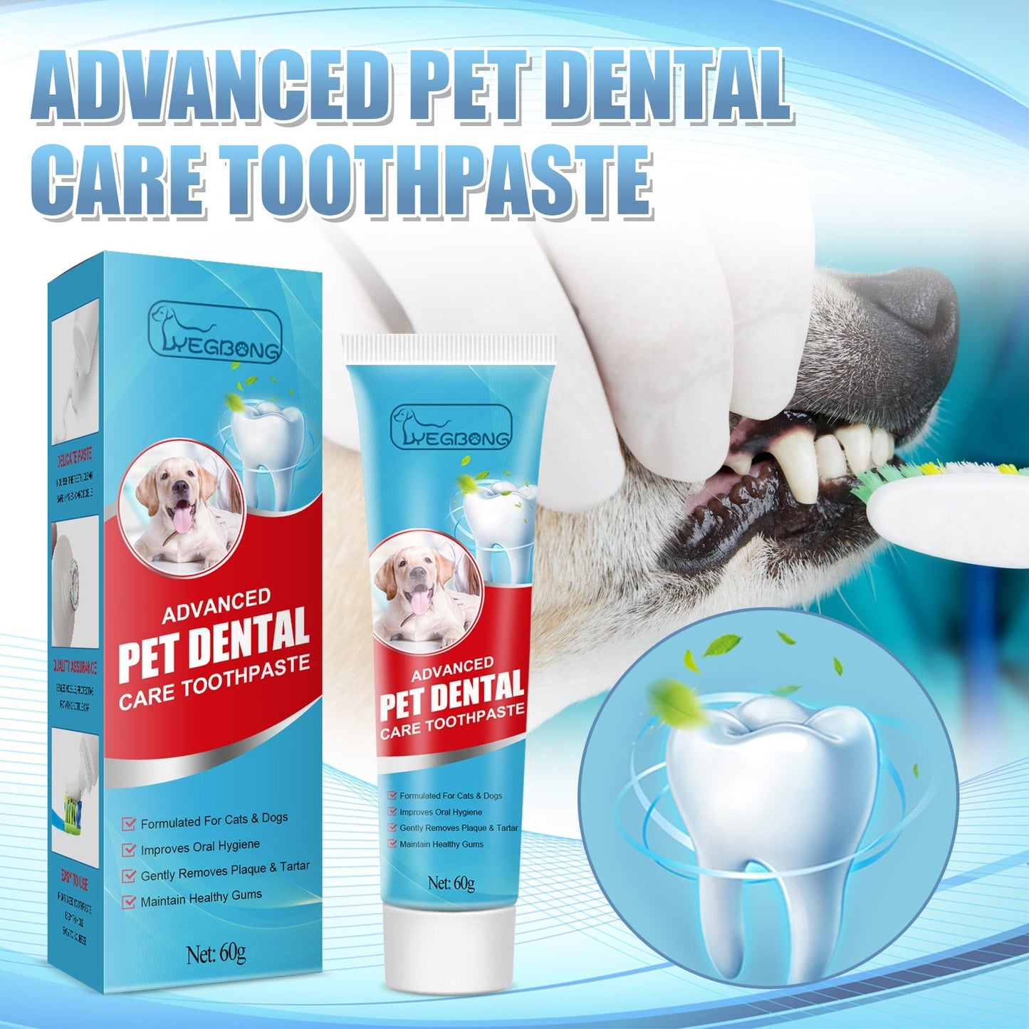 Yegbong Pet Toothpaste Freshen Breath and Remove Plaque Safe for Dogs and Cats