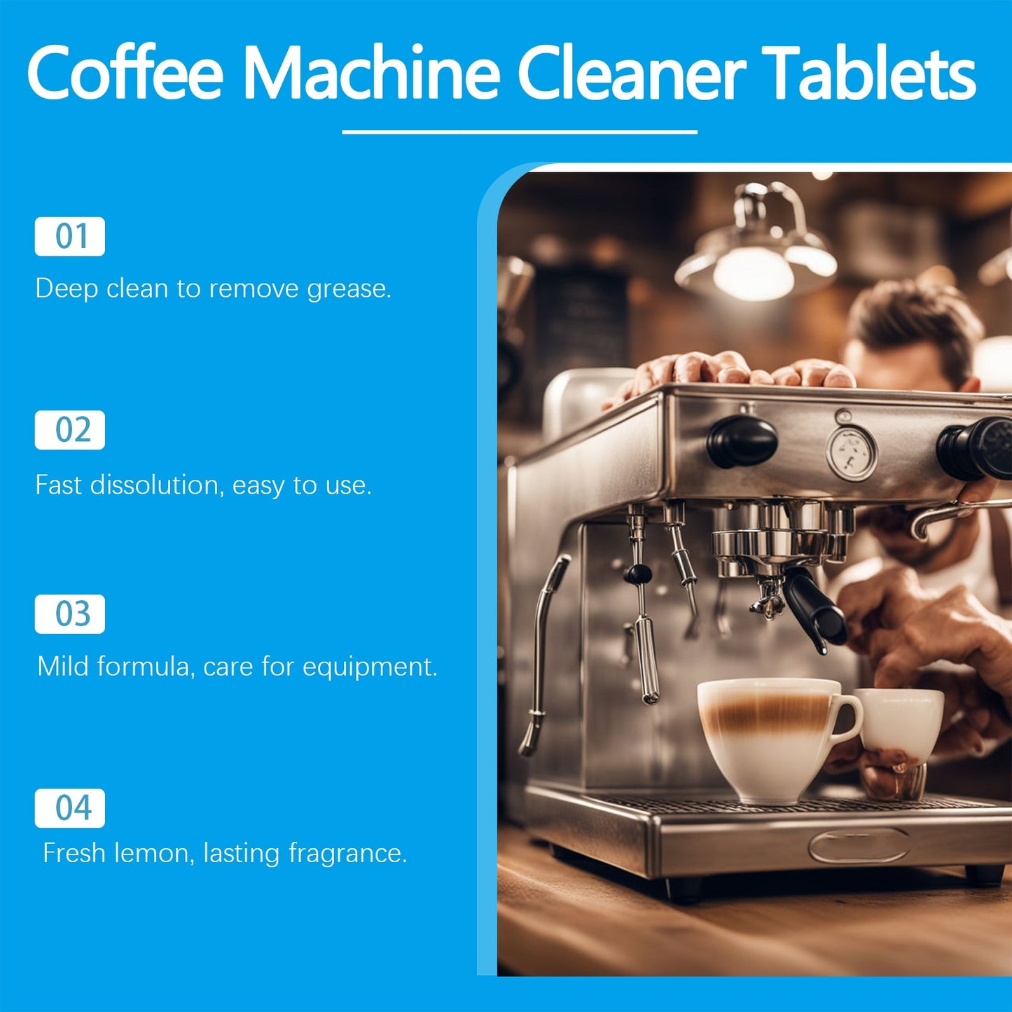 Jue-Fish Coffee Maker Descaling Tablets Powerful Cleaning for Fresh and Pure Brewing