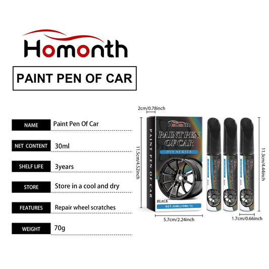 Homonth Black Car Wheel Scratch Repair Pen Remove Scratches and Restore Paint