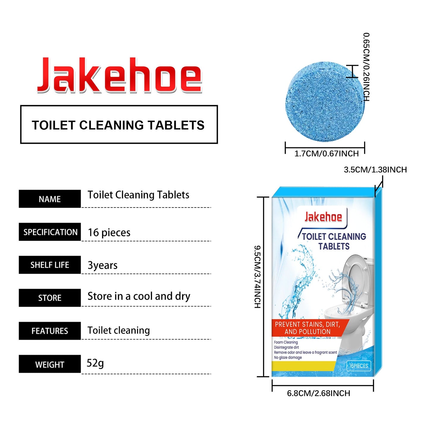 Jakehoe Toilet Cleaning Tablets Remove Stains Odor and Keep Bowls Fresh and Clean