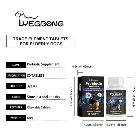 Yegbong Cat and Dog Probiotic Supplement Tablets Boost Digestive Function and Immunity