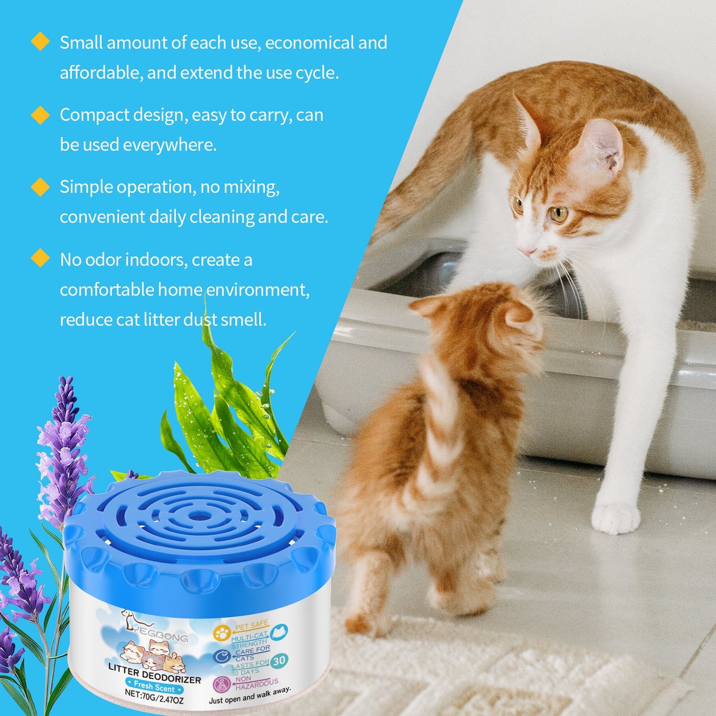 Yegbong Cat Litter Fresh Gel Eliminate Urine and Feces Odors