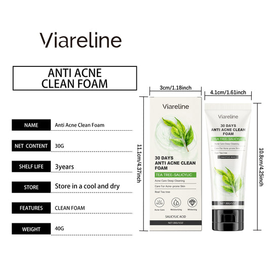 Viareline Salicylic Acid Facial Cleanser Deep Clean Refresh and Refine Pores