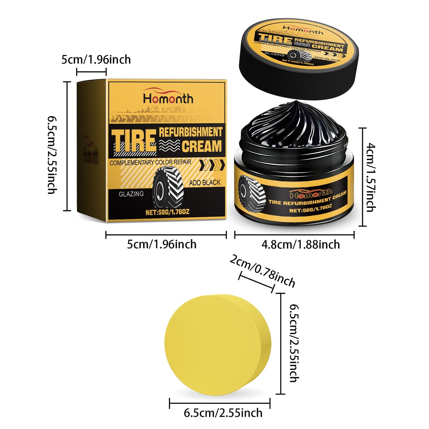 Homonth Car Tire Renewal Cream Deep Clean and Restore Tires with Waterproof Finish