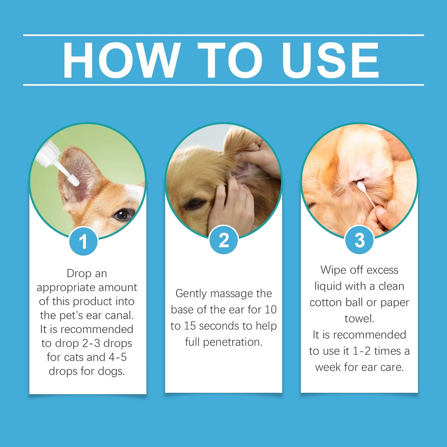 Yegbong Pet Ear Cleaner for Cats and Dogs Gentle Odor Removing and Deep Ear Cleaning Solution