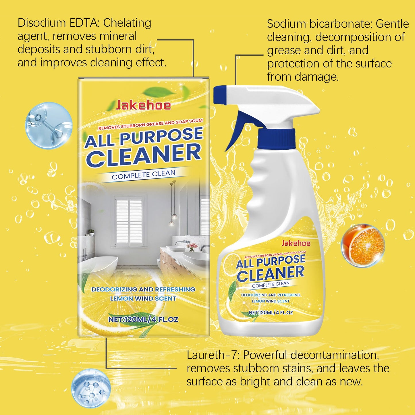 Jakehoe Multi Purpose Cleaner Degrease Stains and Gently Clean Floors and Surfaces
