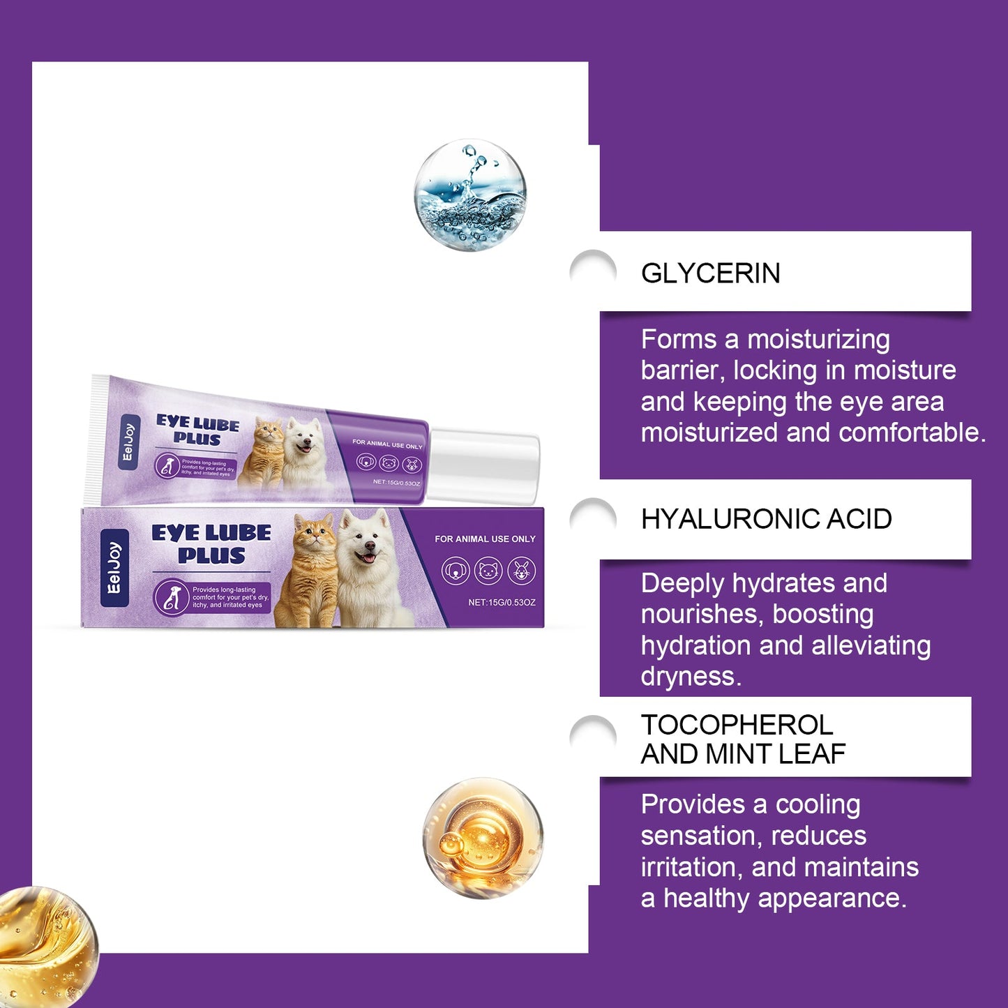 EelJoy Pet Eye Tear Stain Paste Gentle No Rinse Clean for Dogs and Cats