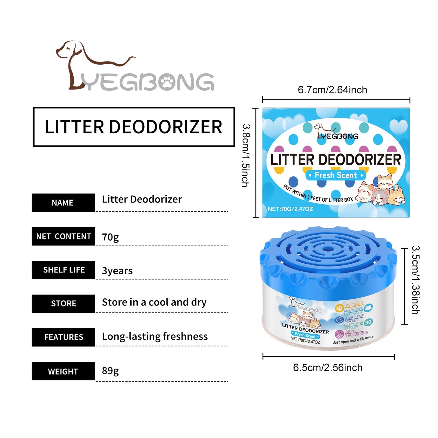 Yegbong Cat Litter Fresh Gel Eliminate Urine and Feces Odors