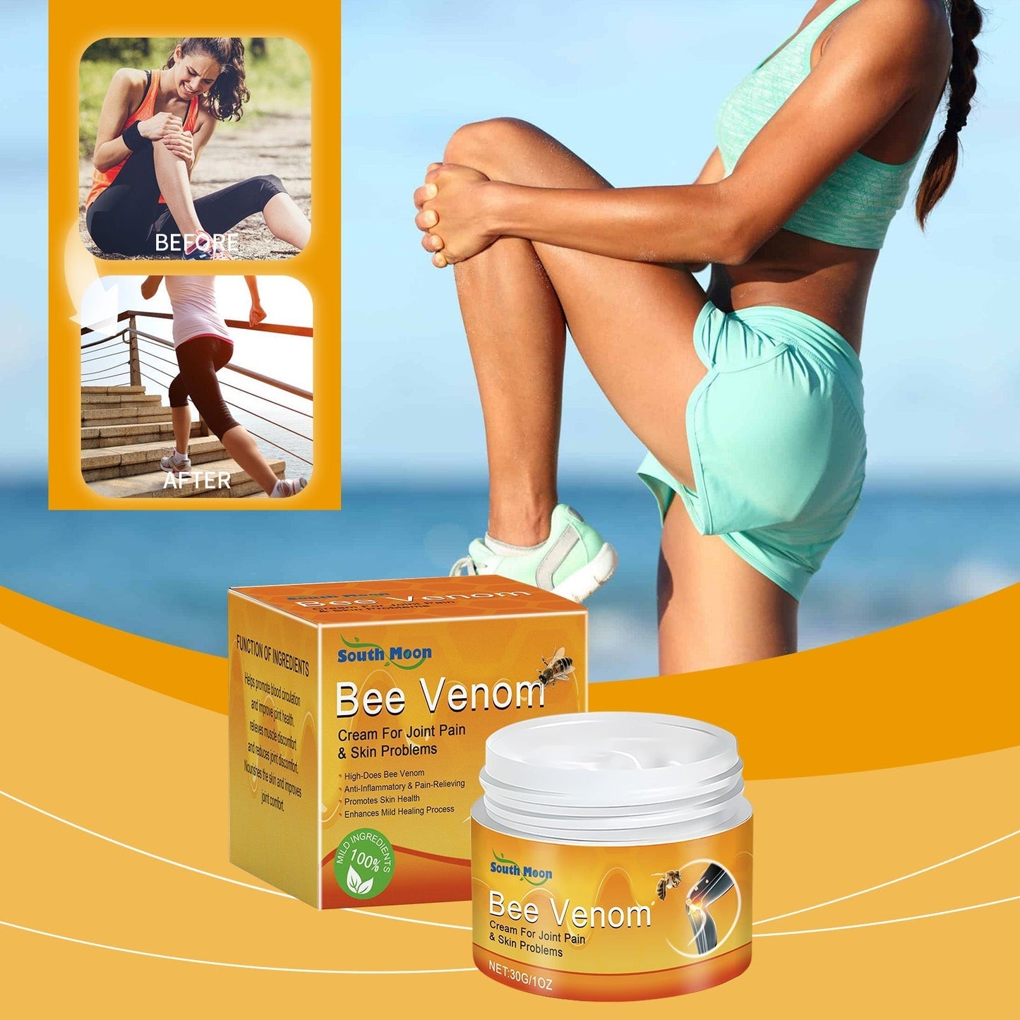 South Moon Bee Venom Joint Relief Cream Massage to Soothe Knee Waist Shoulder and Neck Discomfort